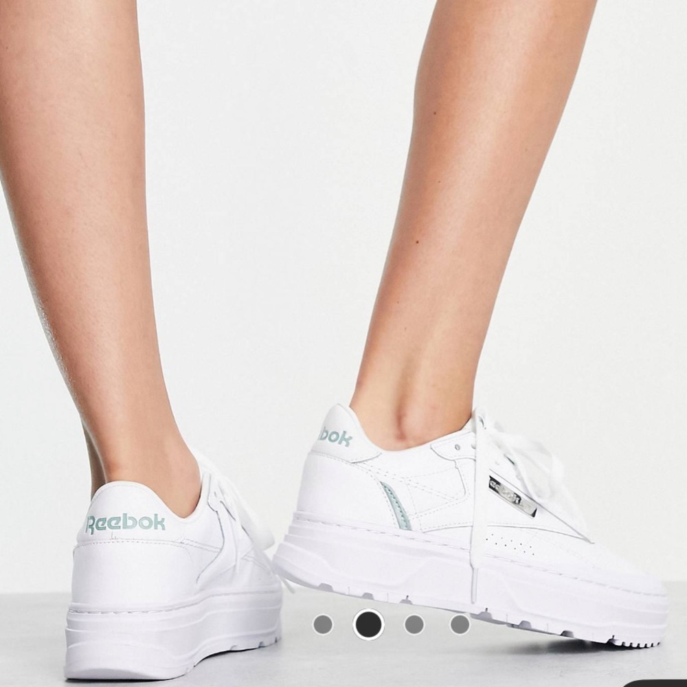 Reebok Club C Double GEO Sneakers in White/Sage